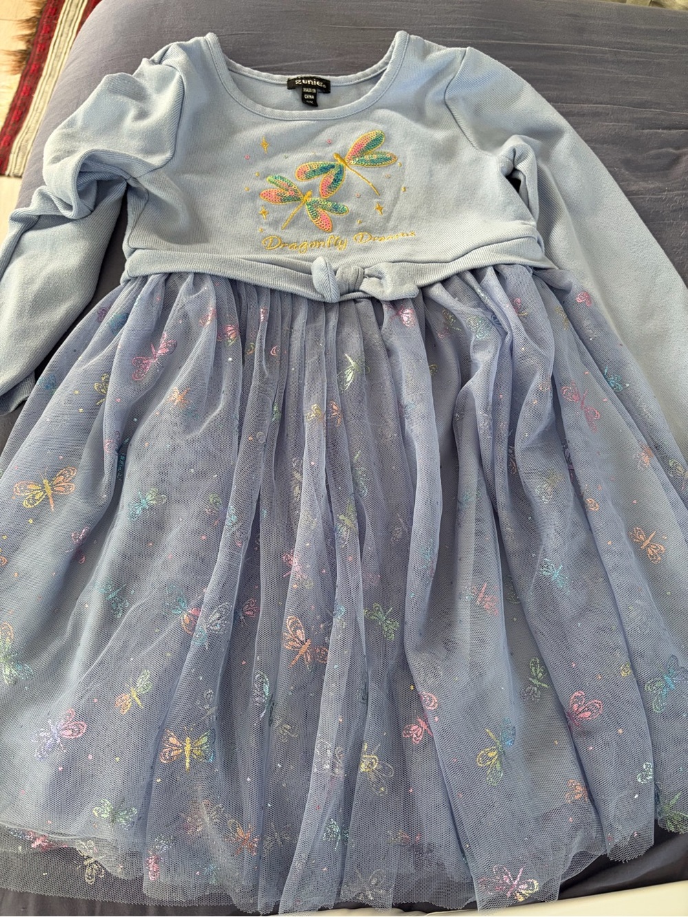 Zunie Light Blue Dragonfly Tulle Dress for Girls